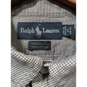 RALPH LAUREN POLO Yarmouth 100% Cotton Houndstooth Button Down 17  34-35